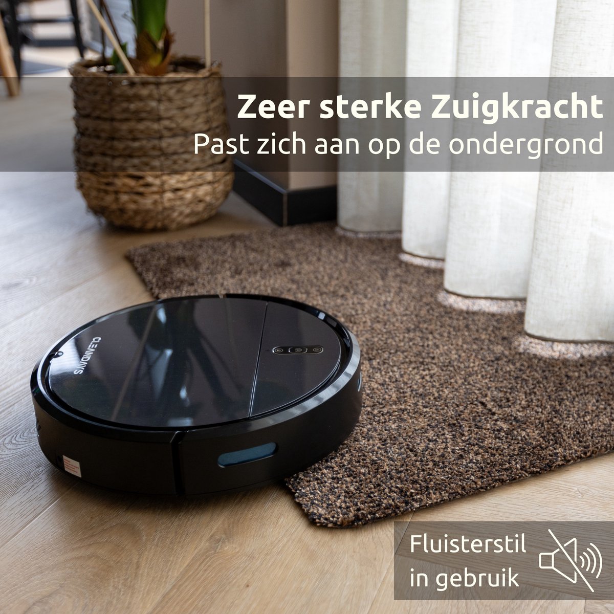 CleanDays D2-007 Robotstofzuiger met Dweilfunctie Zwart