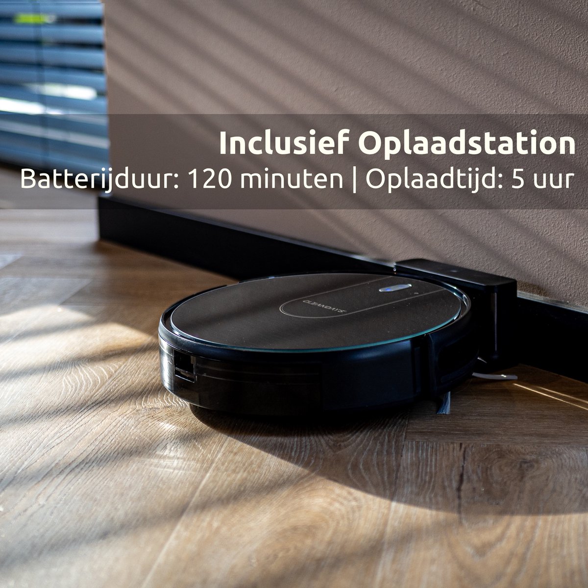 CleanDays D3-300MAX Robotstofzuiger met Laadstation Zwart