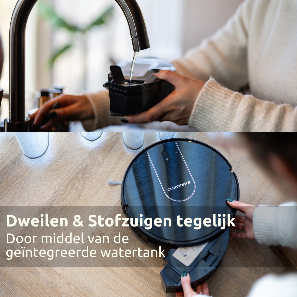 CleanDays D3-300MAX Robotstofzuiger met Laadstation Zwart