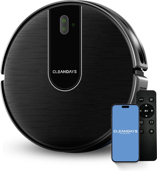 CleanDays D3-300MAX Robotstofzuiger met Laadstation Zwart
