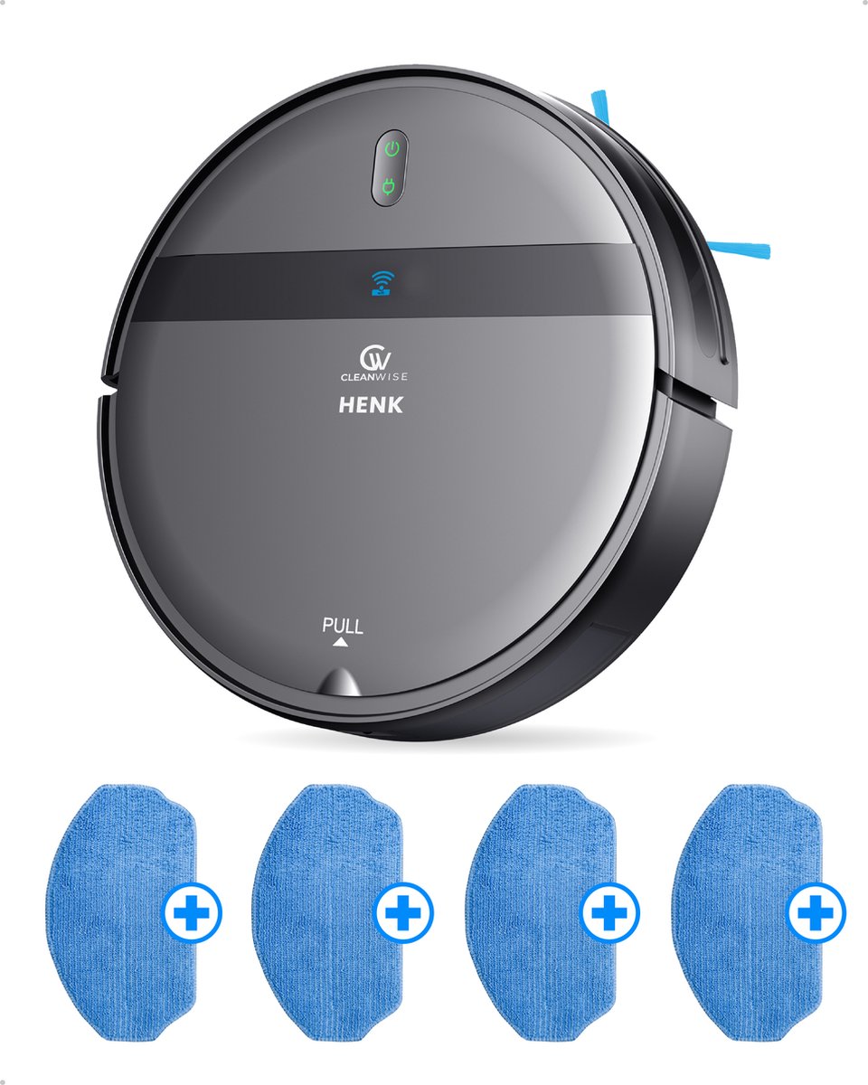 De CleanWise Henk+ 4 Dweil Doeken Robotstofzuiger met Dweilfunctie in één oogopslag
