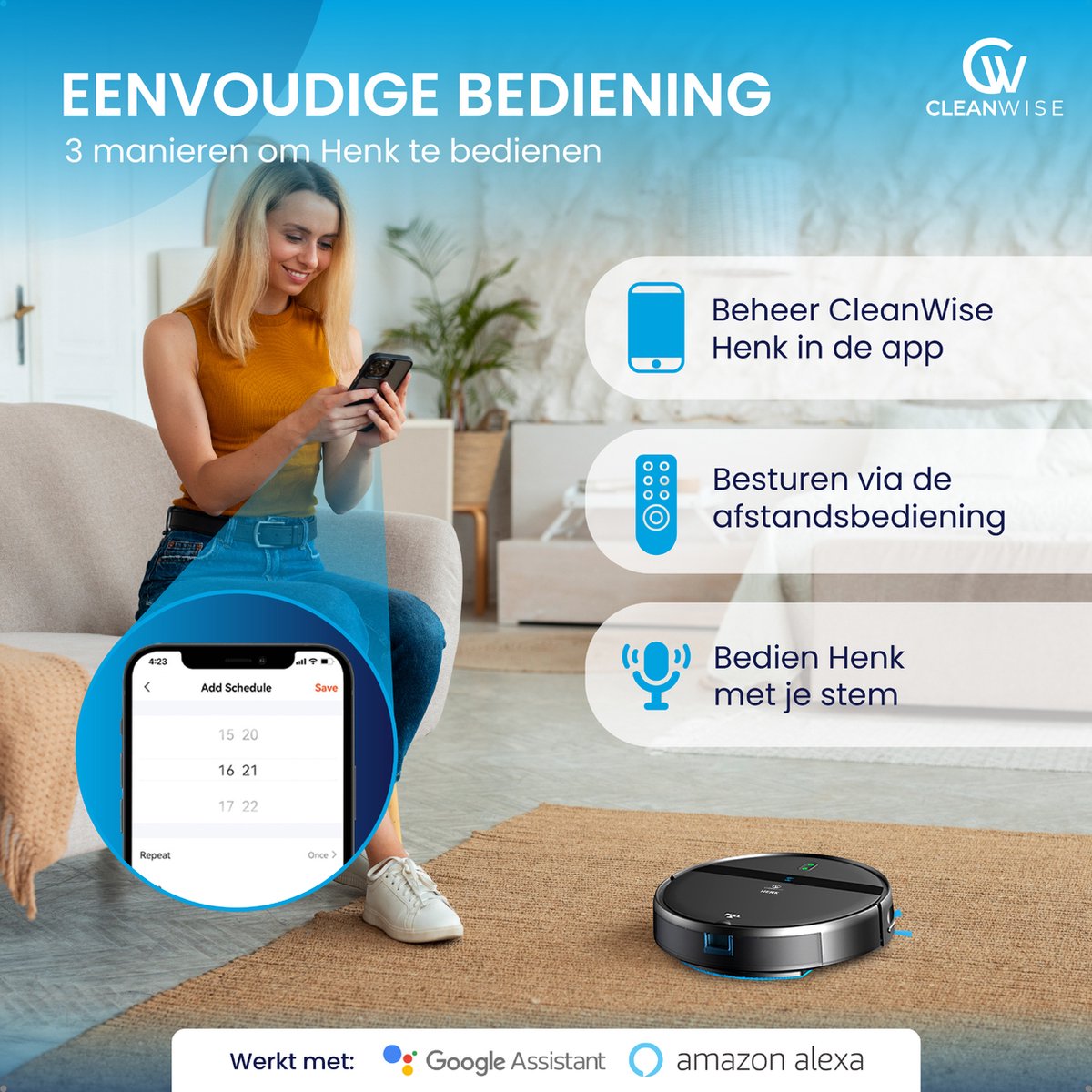 CleanWise Henk Robotstofzuiger Met Dweilfunctie 2-pack