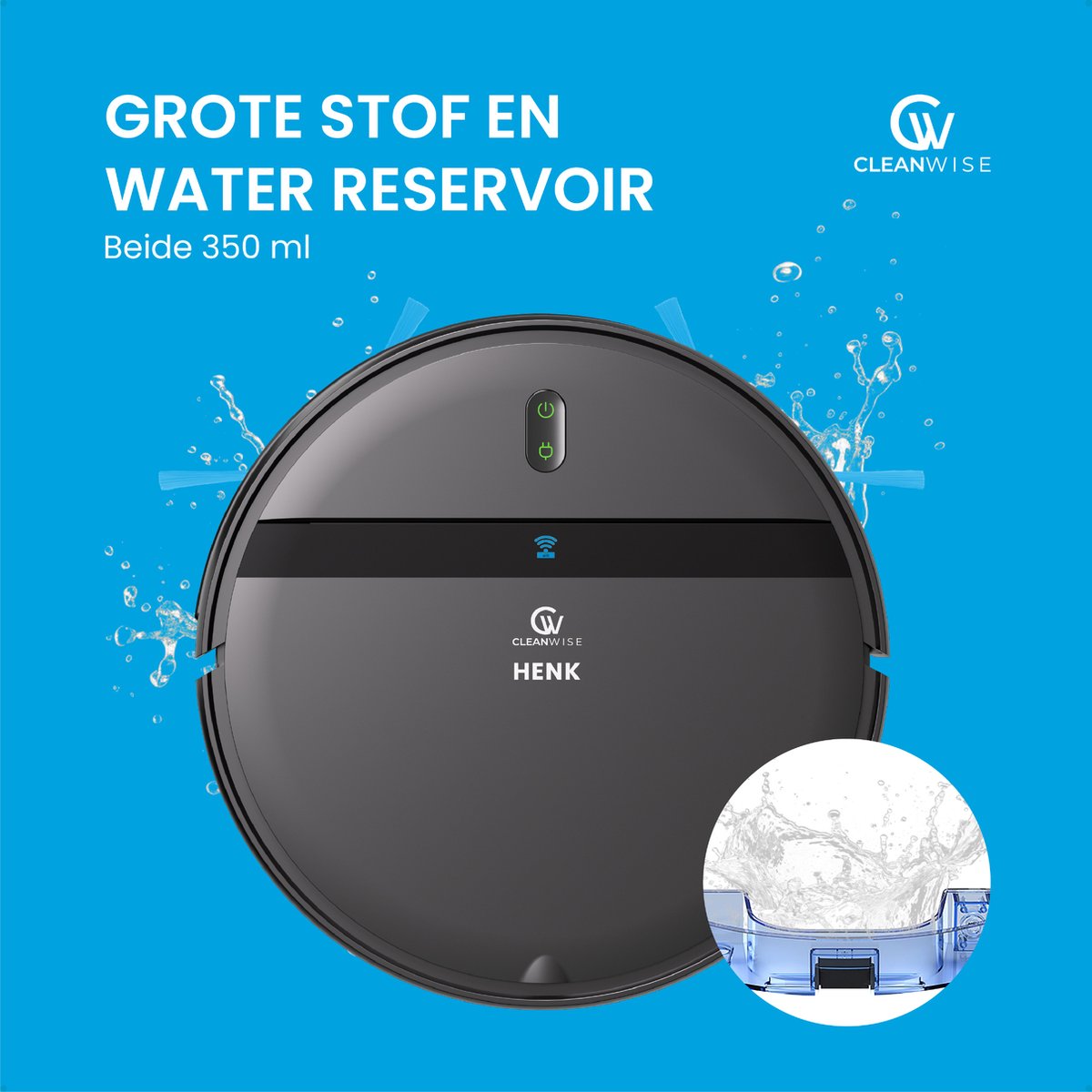 CleanWise Henk Robotstofzuiger met Dweilfunctie en 4 Zijborstels