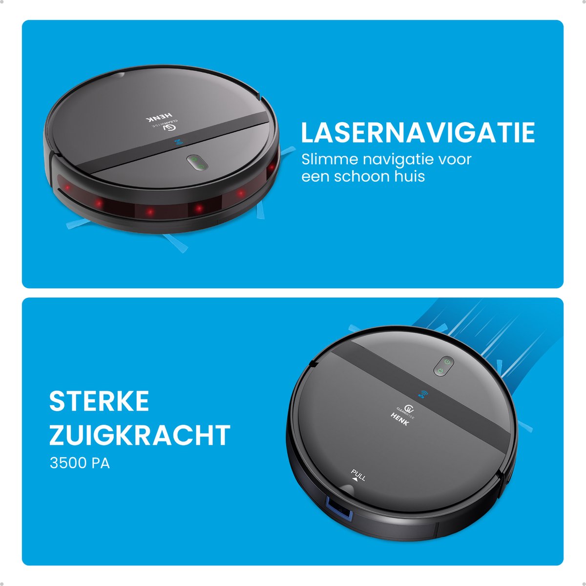 CleanWise Henk Robotstofzuiger met Dweilfunctie en 4 Zijborstels