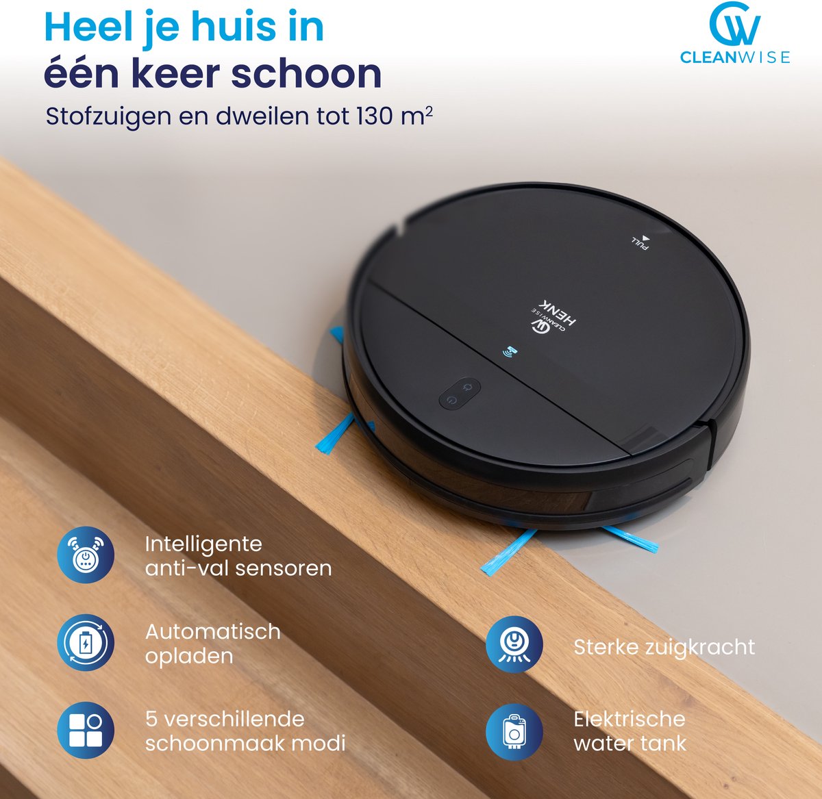 CleanWise Henk Robotstofzuiger met Dweilfunctie