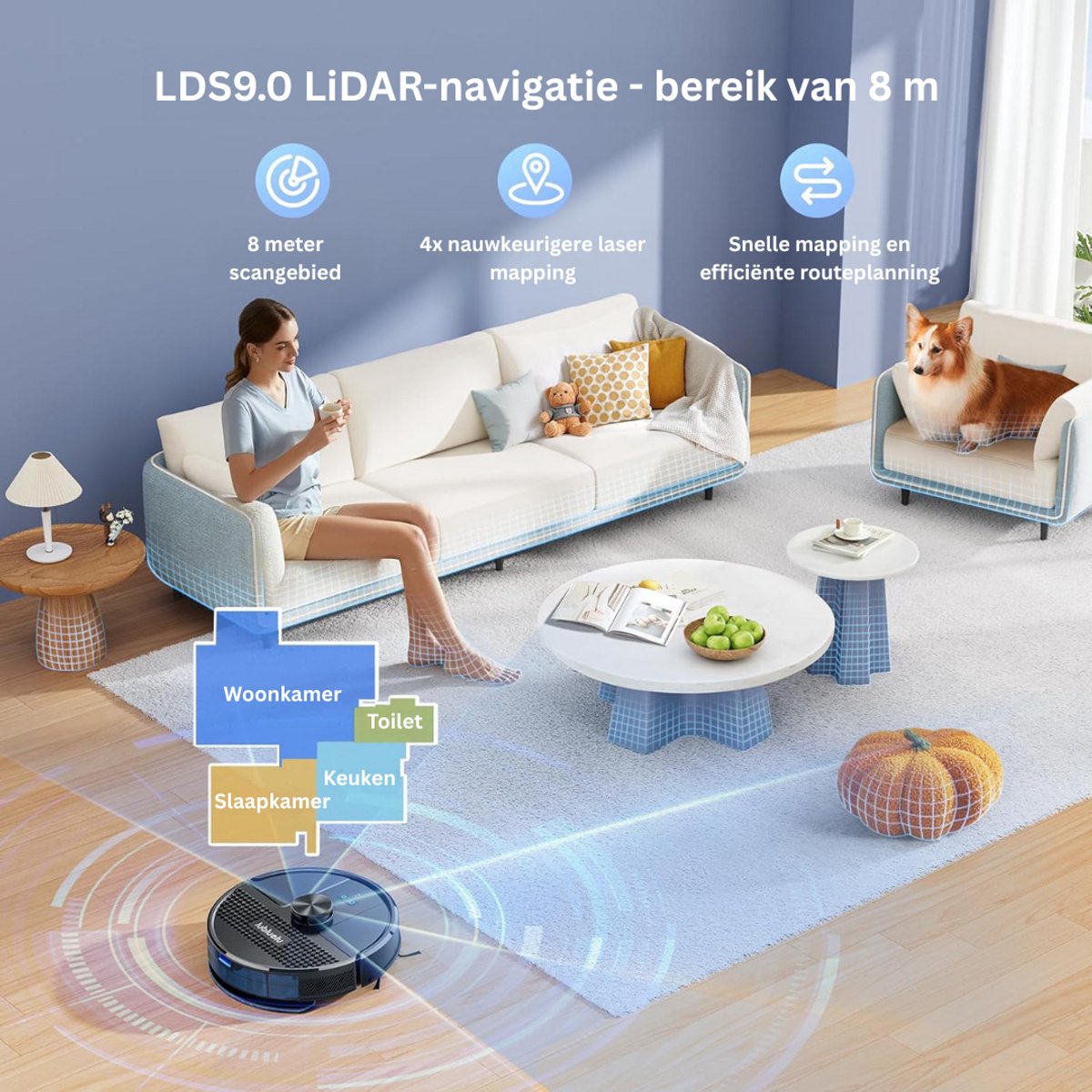 CLGP Robotstofzuiger Huisdieren Draadloos Met Laadstation