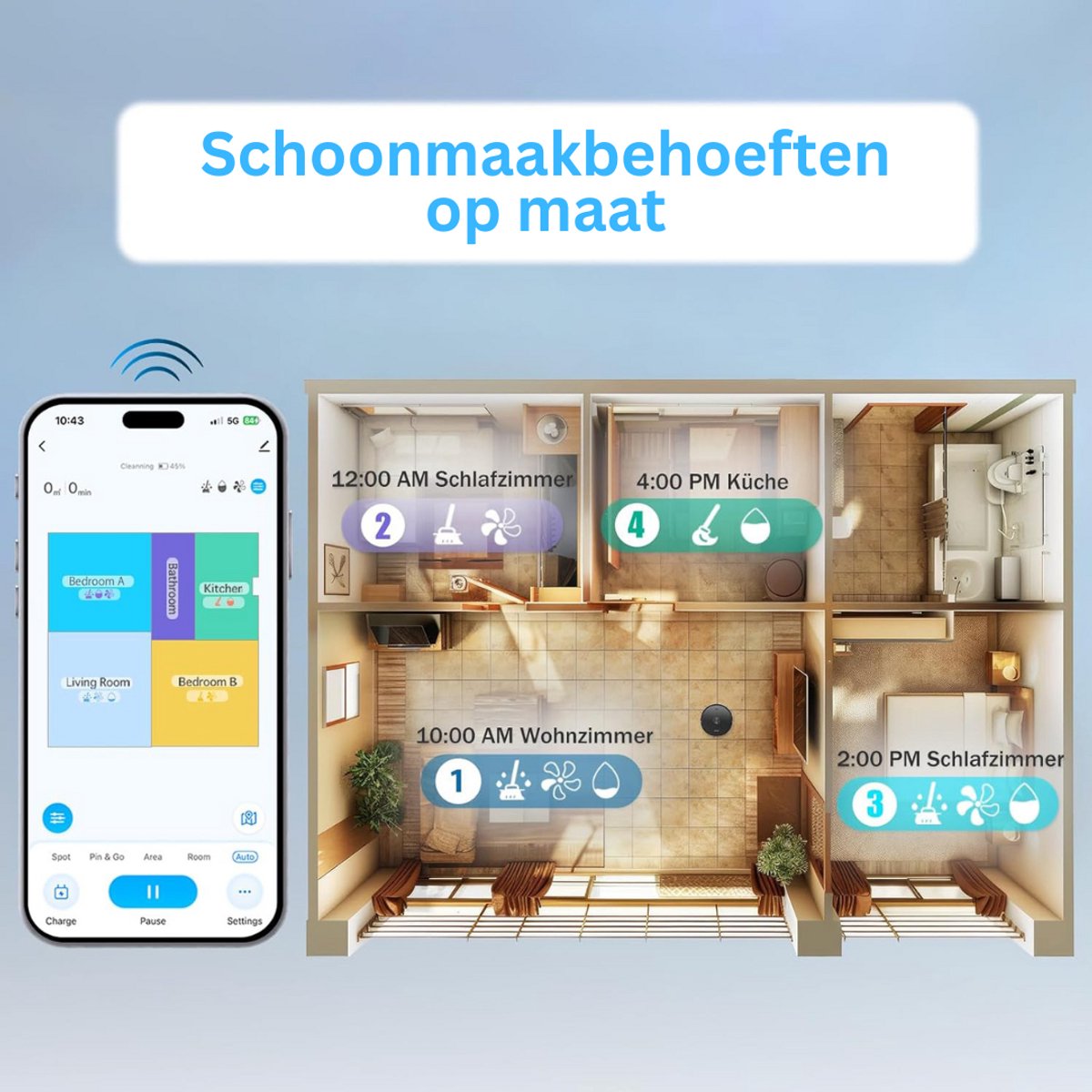 CLVP Robotstofzuiger Met Dweilfunctie En Laadstation