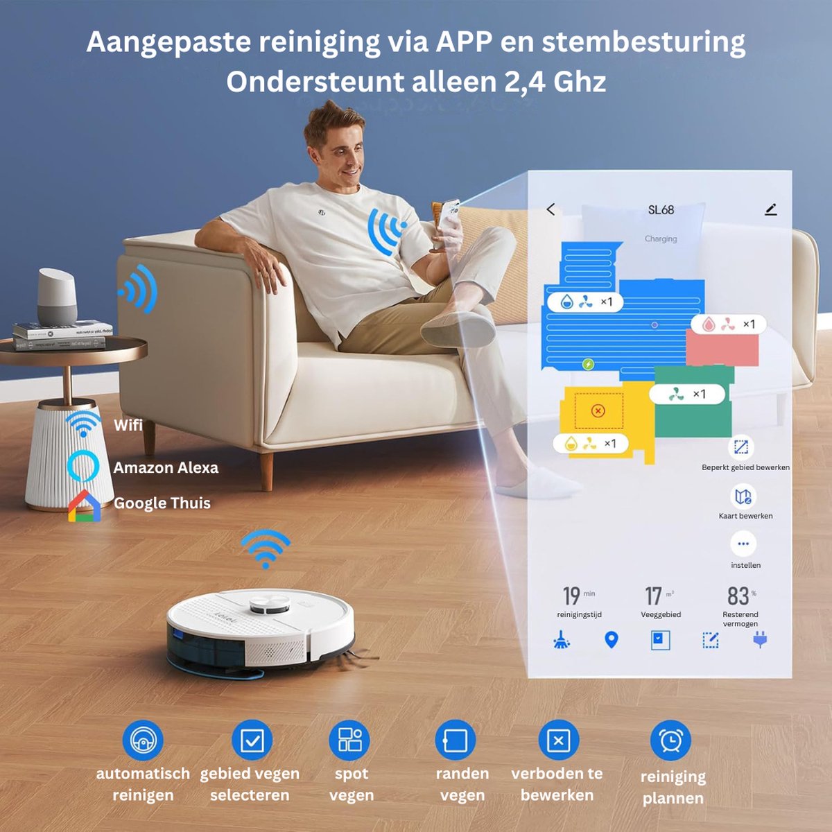 DailySupplies Robotstofzuiger met Dweilfunctie Wit