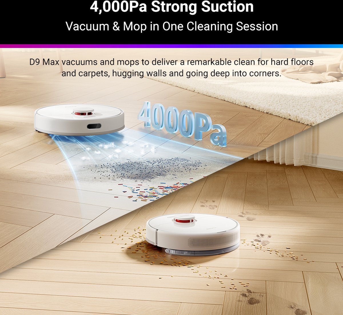 Wat vinden we goed aan de Dreame D9Max Robotstofzuiger Wit