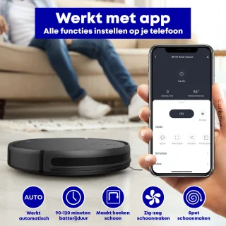 Earkings Robotstofzuiger met Dweilfunctie Zwart