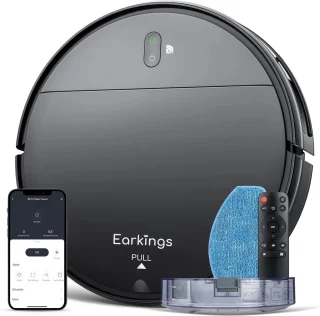 Earkings Robotstofzuiger met Dweilfunctie Zwart