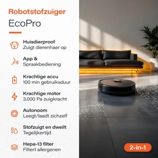 Ecopro Skoov Robotstofzuiger met Dweilfunctie en Laadstation