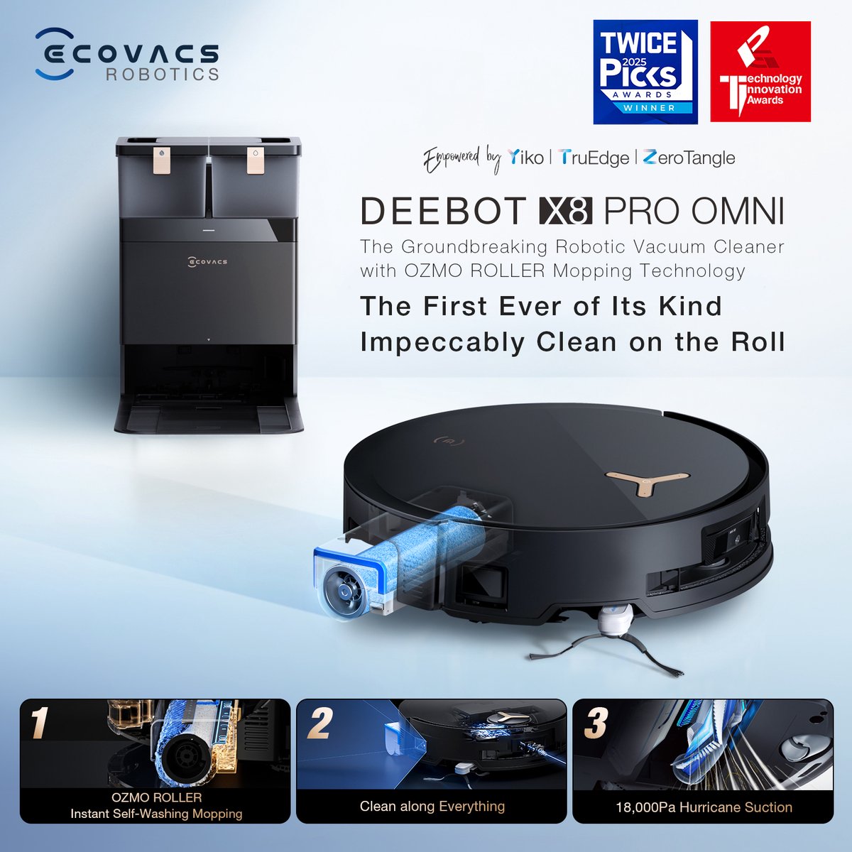 Ecovacs DEEBOT X8 PRO OMNI Black Robotstofzuiger