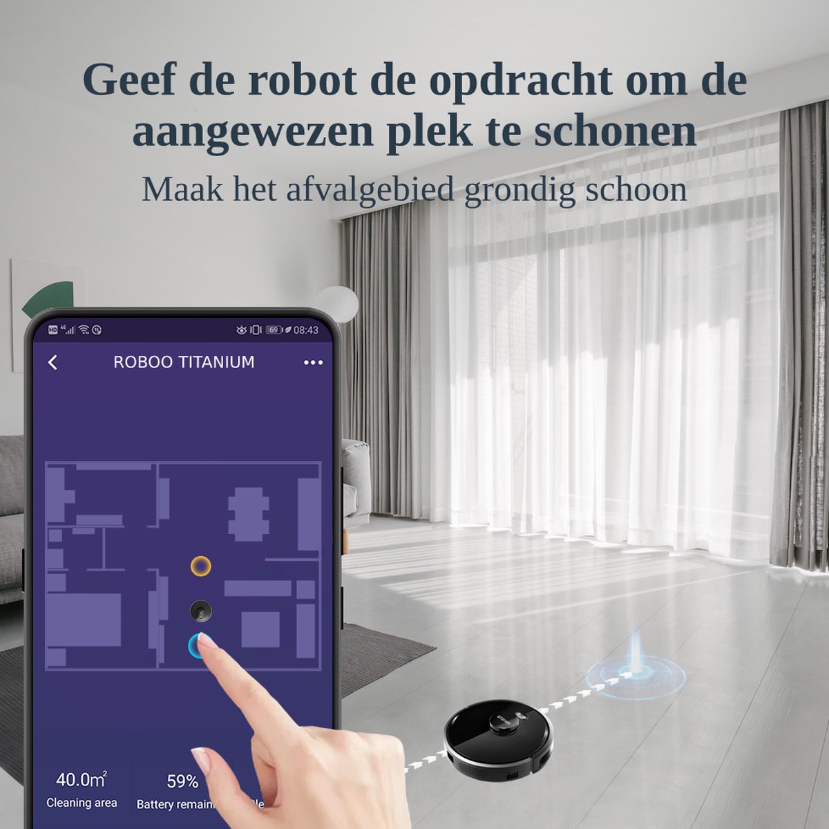 Efzaki Roboo Titanium RT453 Robotstofzuiger Zwart