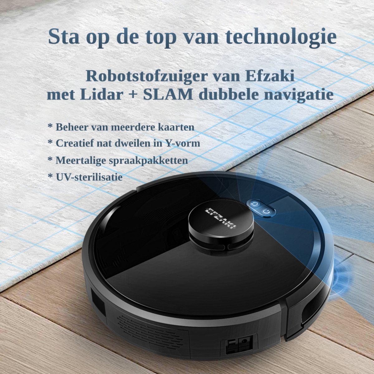 Efzaki Roboo Titanium RT453 Robotstofzuiger Zwart