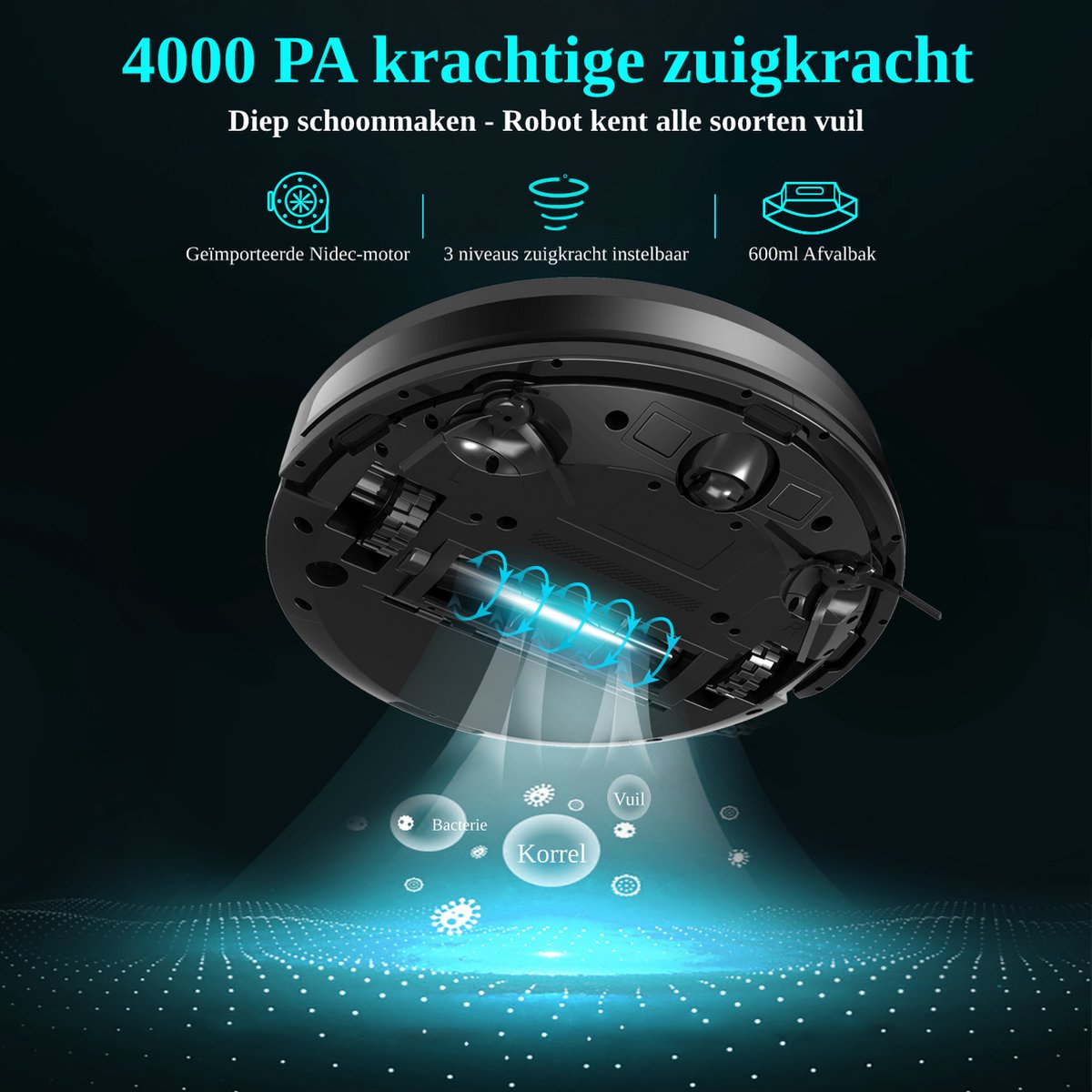 Efzaki Roboo Titanium RT453 Robotstofzuiger Zwart