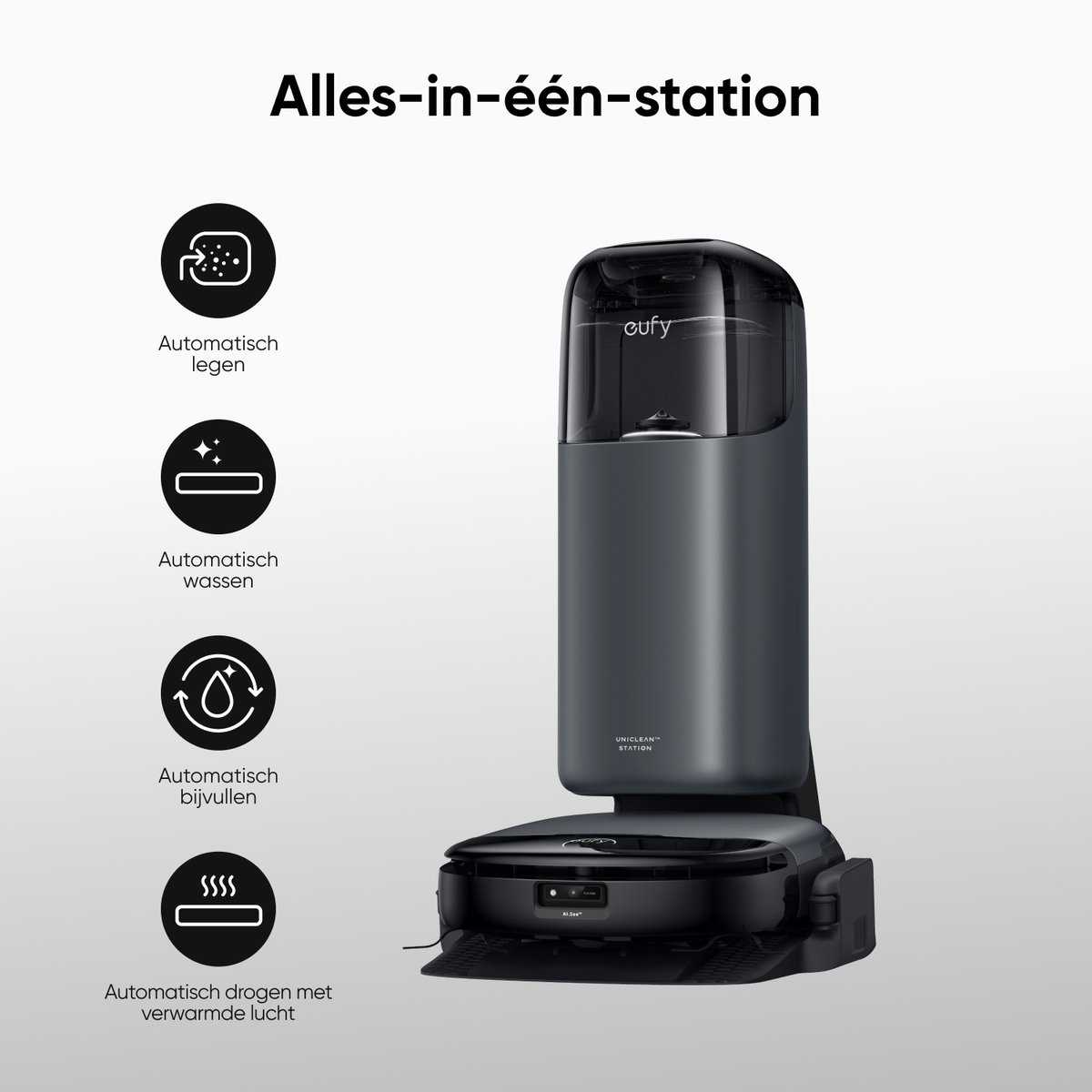 eufy Clean S1 HydroJet Robotstofzuiger met Moppfunctie en All-in-One Station
