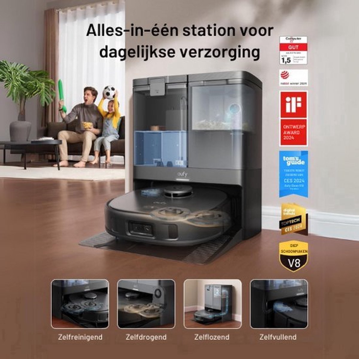 Wat vinden we goed aan de eufy X10 Pro Omni Complete robotstofzuiger wit