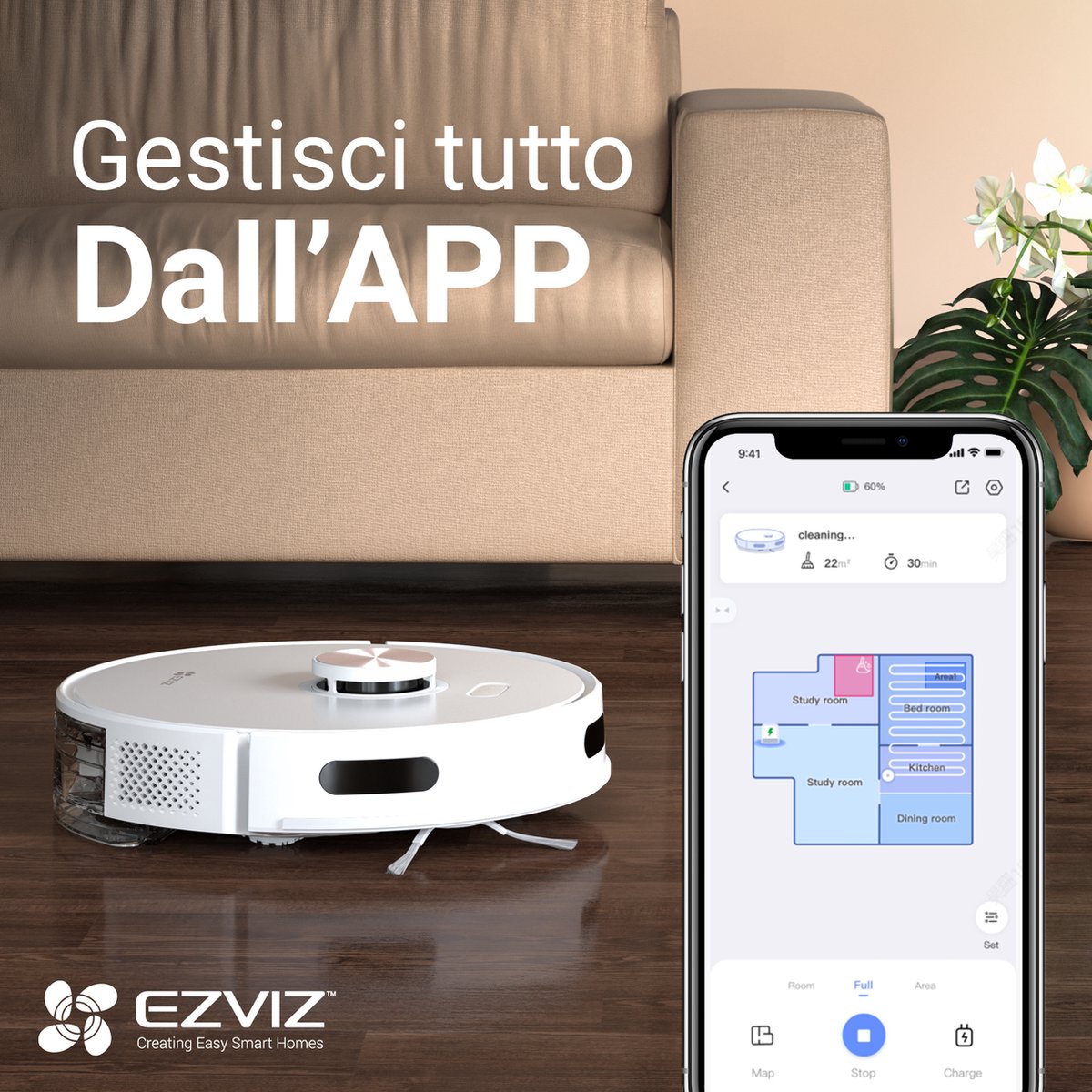 Ezviz RE4 Robotstofzuiger Wit