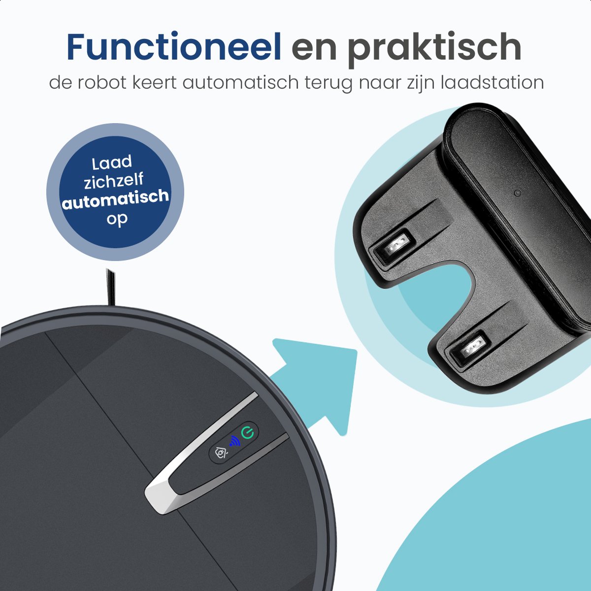 Gologi Robotstofzuiger met Dweilfunctie Zwart