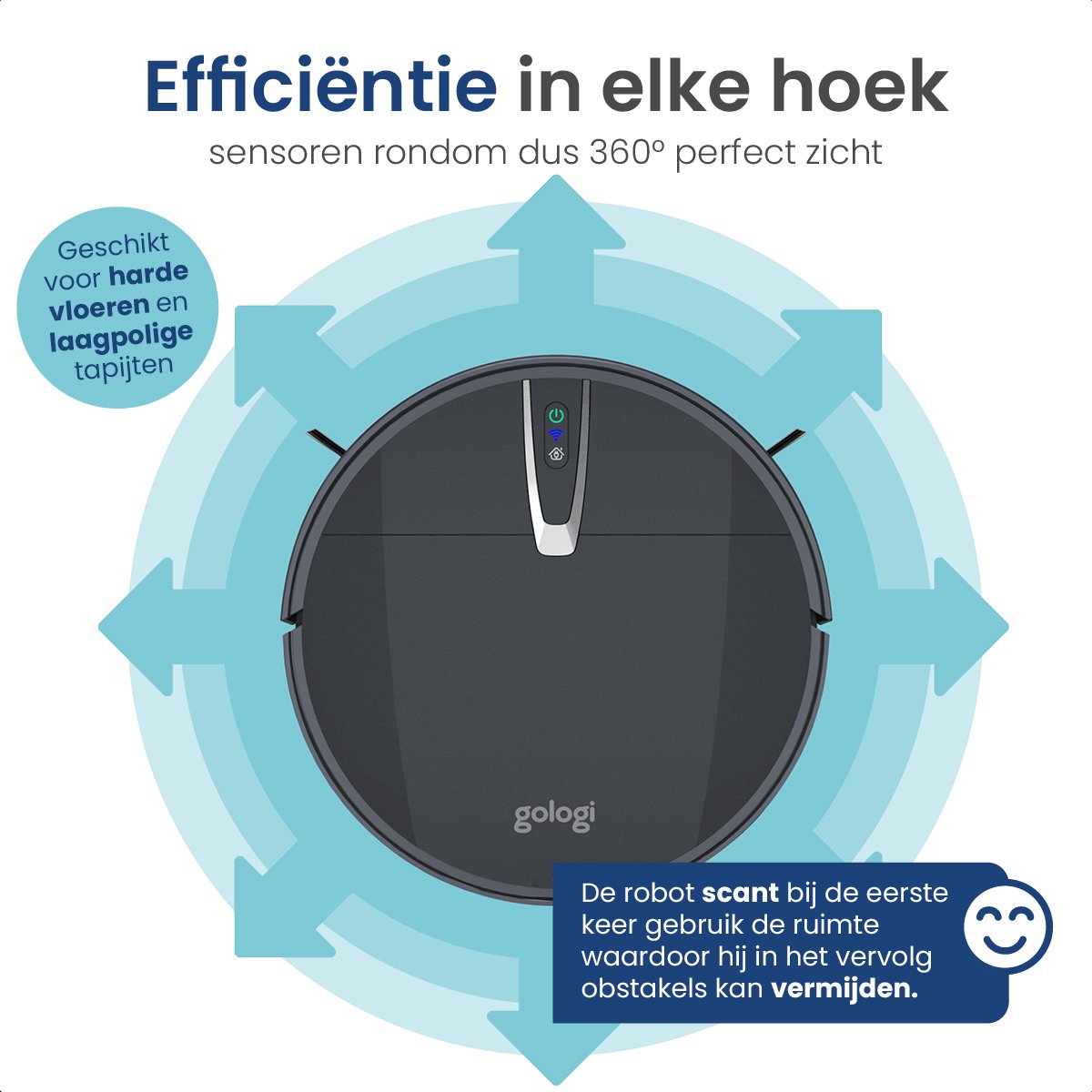 Gologi Robotstofzuiger met Dweilfunctie Zwart