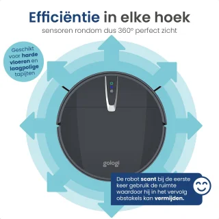 Gologi Robotstofzuiger met Dweilfunctie Zwart