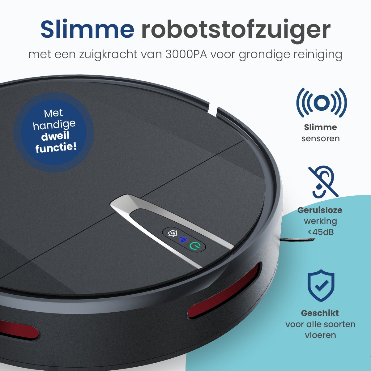 Gologi Robotstofzuiger met Dweilfunctie Zwart