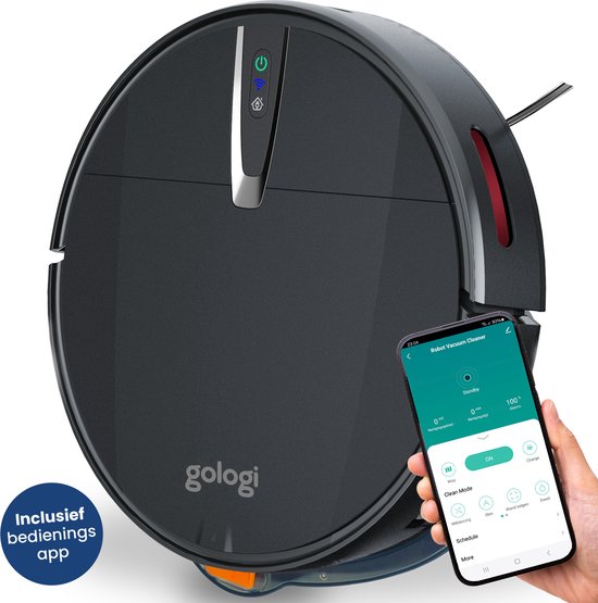 Gologi Robotstofzuiger met Dweilfunctie Zwart