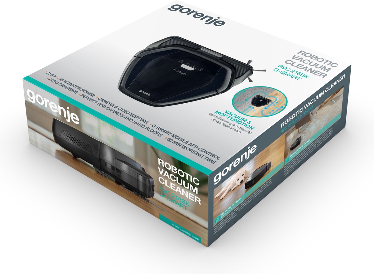 Gorenje RVC216BK Robotstofzuiger Zwart