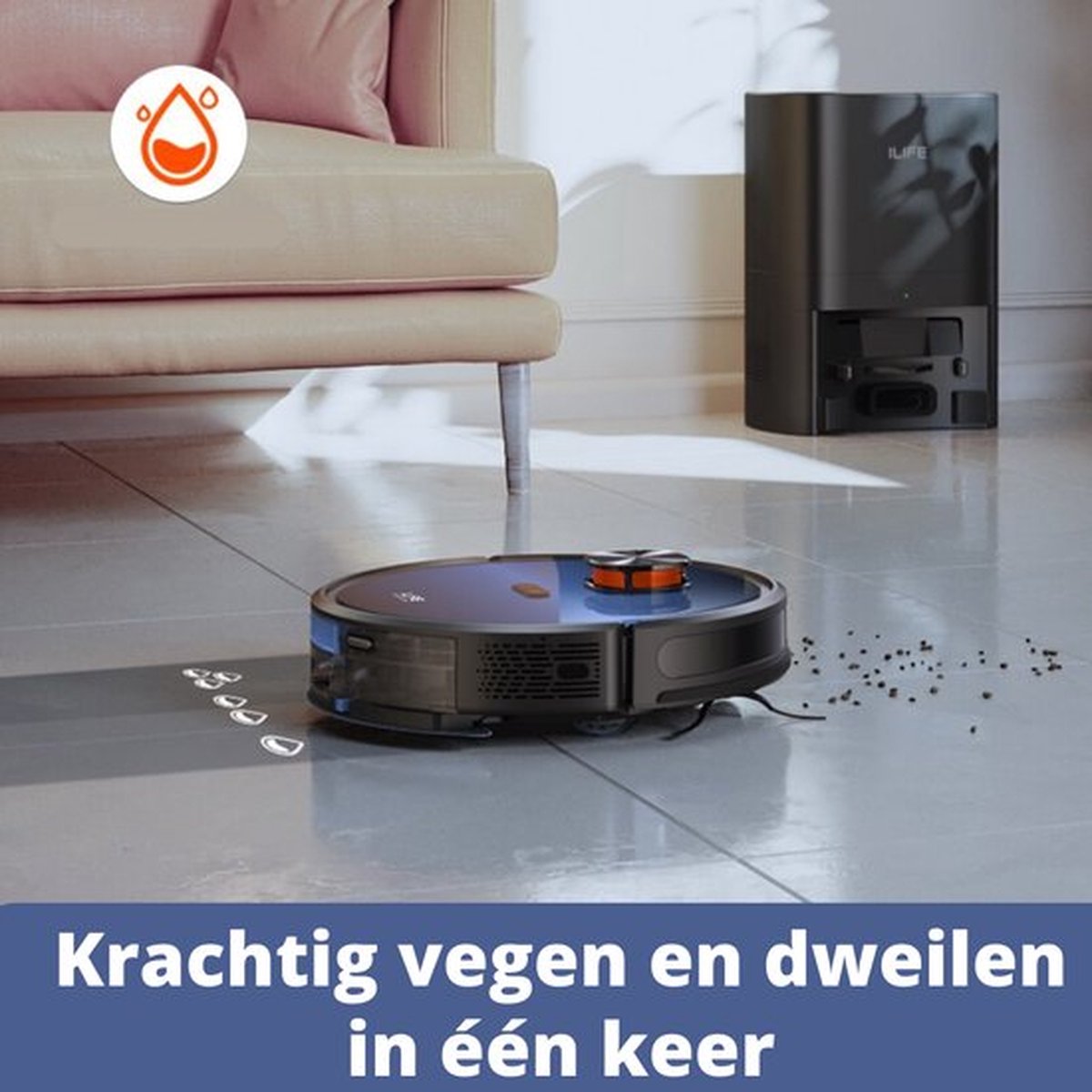 Happyment Robotstofzuiger met Dweilfunctie en Laadstation