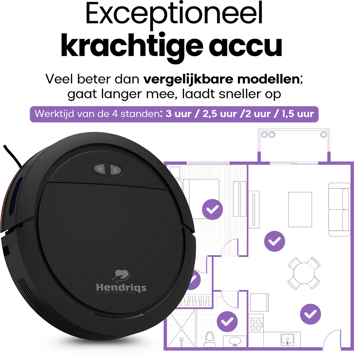 Hendriqs Robotstofzuiger met Dweilfunctie en Laadstation