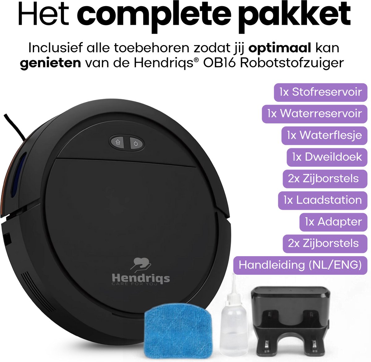 Hendriqs Robotstofzuiger met Dweilfunctie en Laadstation