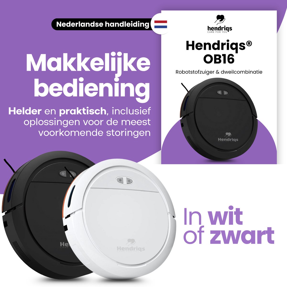 Hendriqs Robotstofzuiger met Laadstation en Dweilfunctie