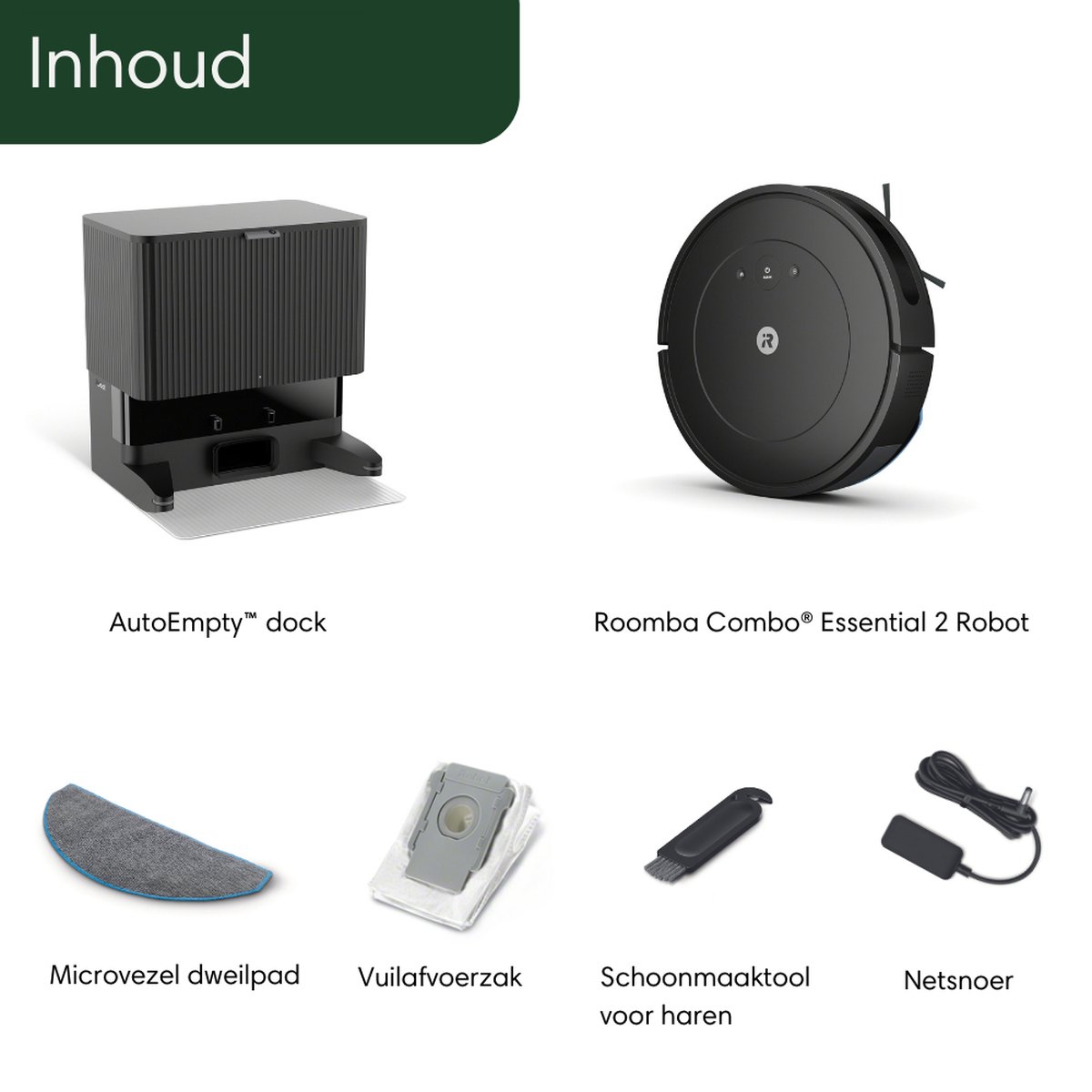 iRobot Roomba Combo 2 Essential AutoWash Dock Zwart Y0510
