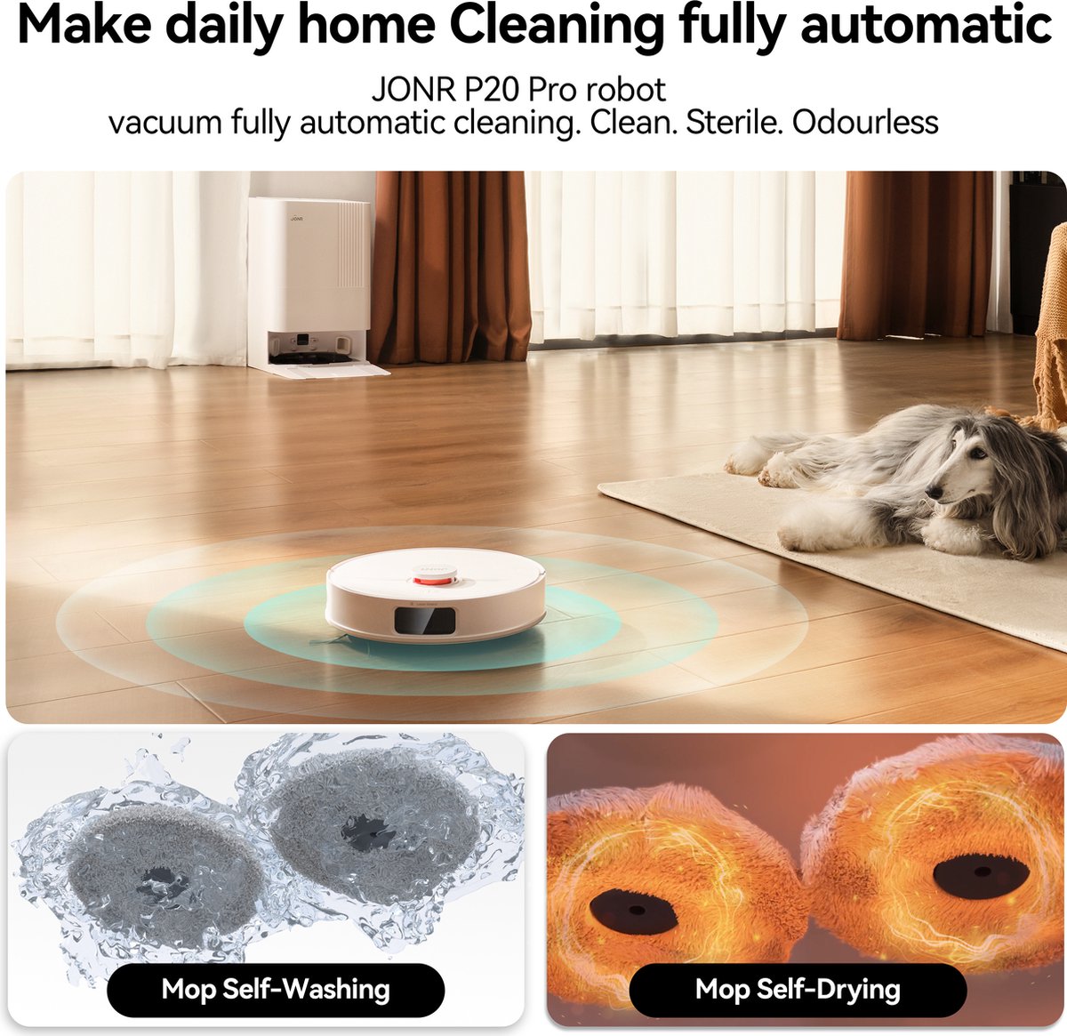 JONR P20 Pro Robotstofzuiger met Laadstation