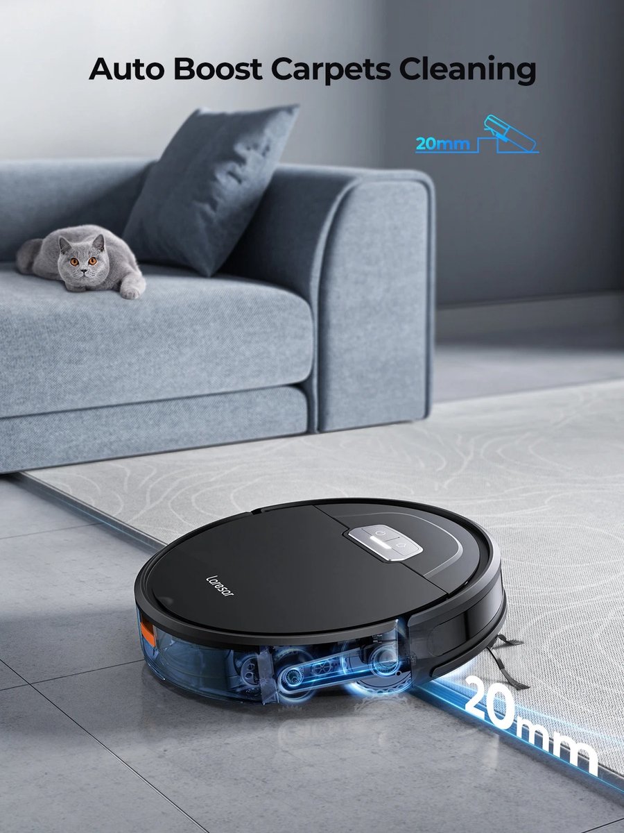 Laresar Robotstofzuiger Met Dweilfunctie Zwart