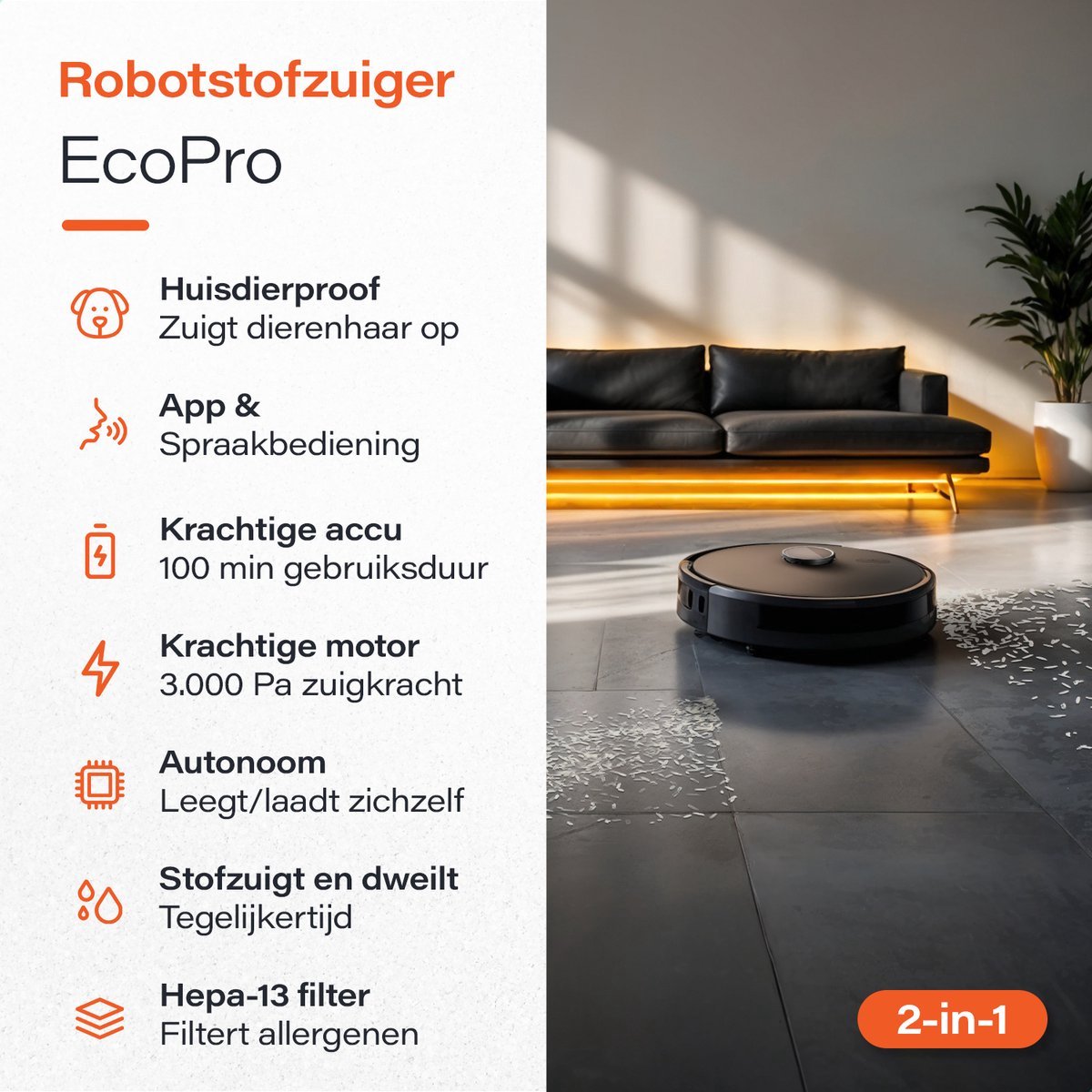 LuminAmore Pro robotstofzuiger zwart