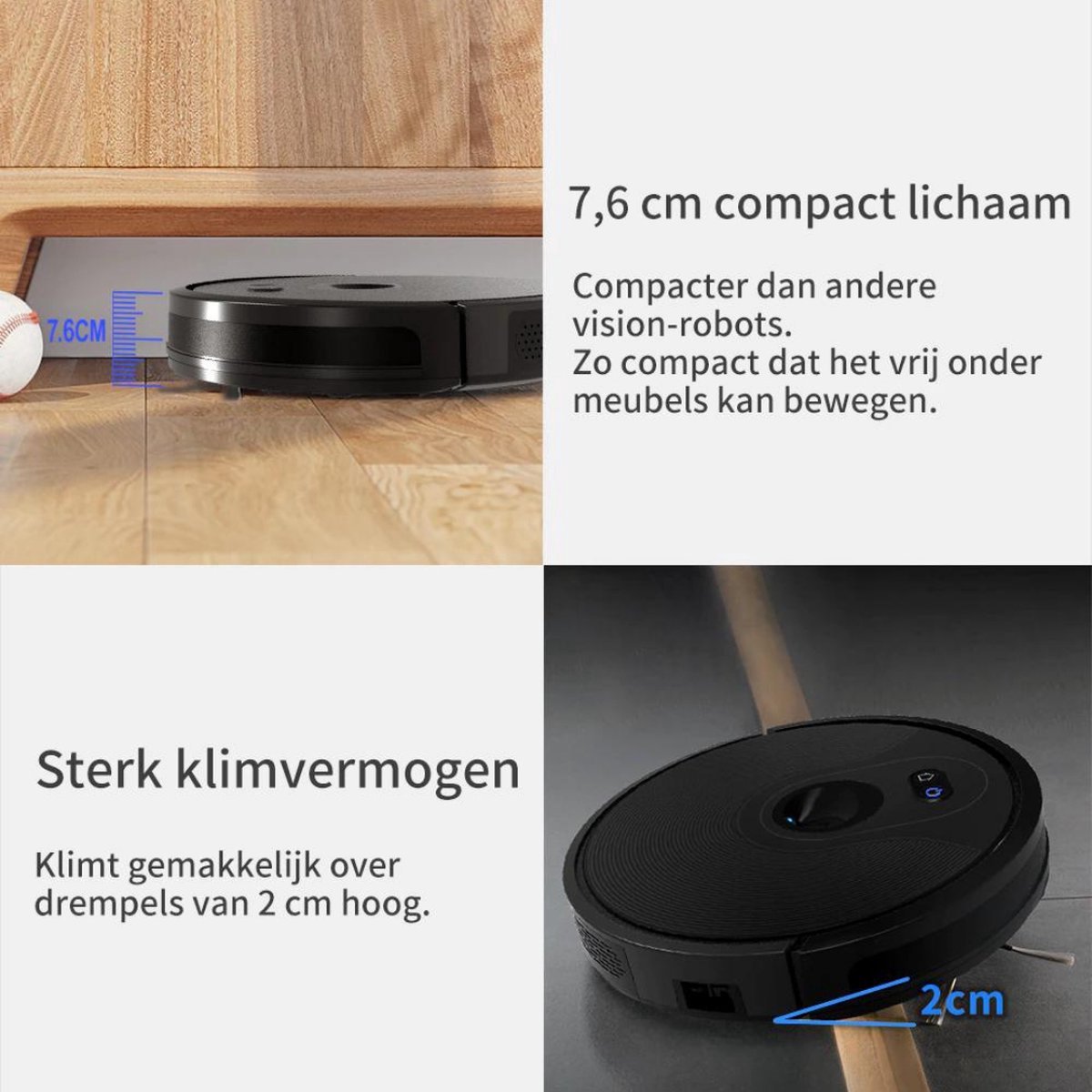 Majesticmania Robotstofzuiger met Dweilfunctie Zwart