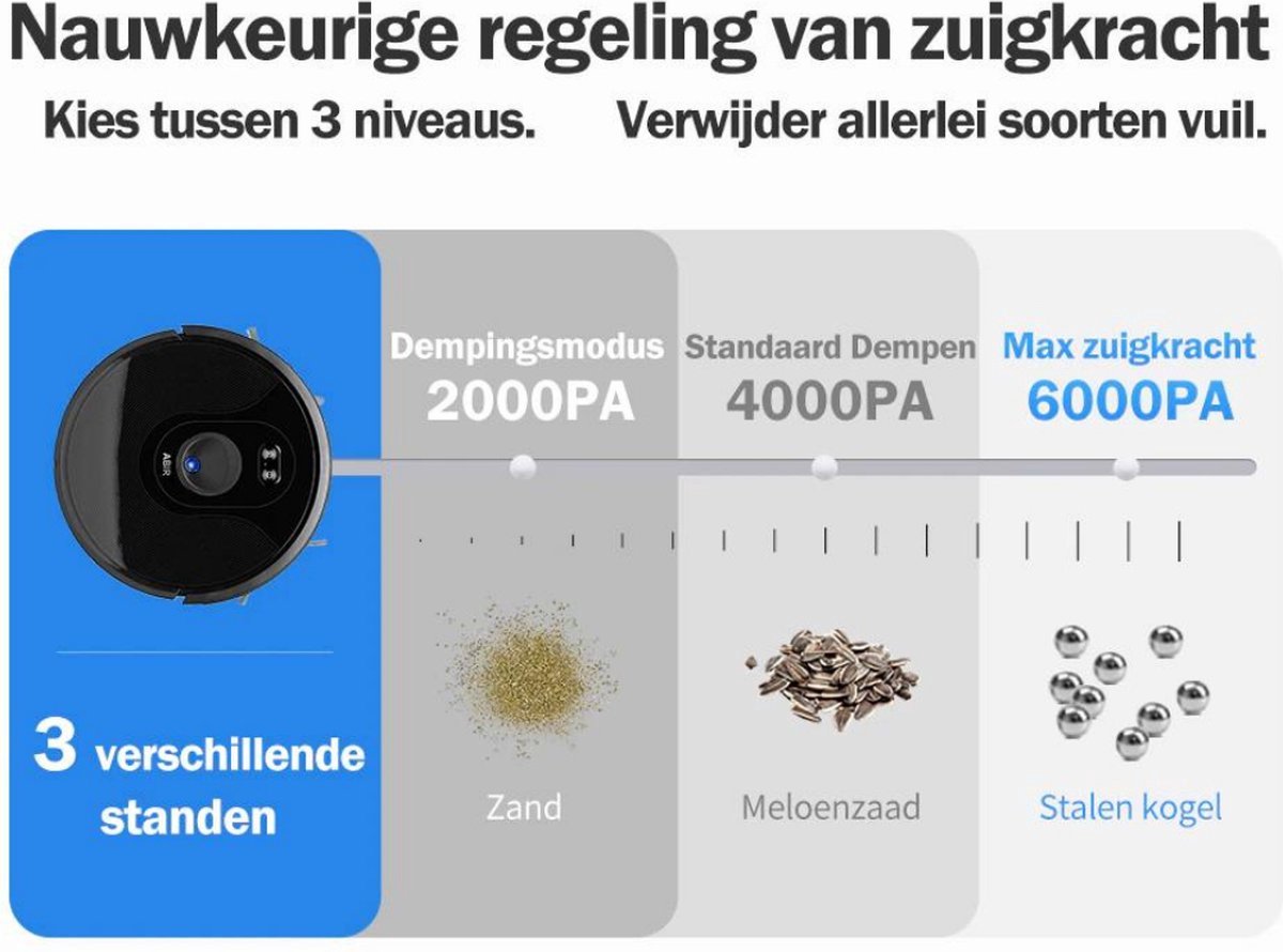 Majesticmania Robotstofzuiger met Dweilfunctie Zwart