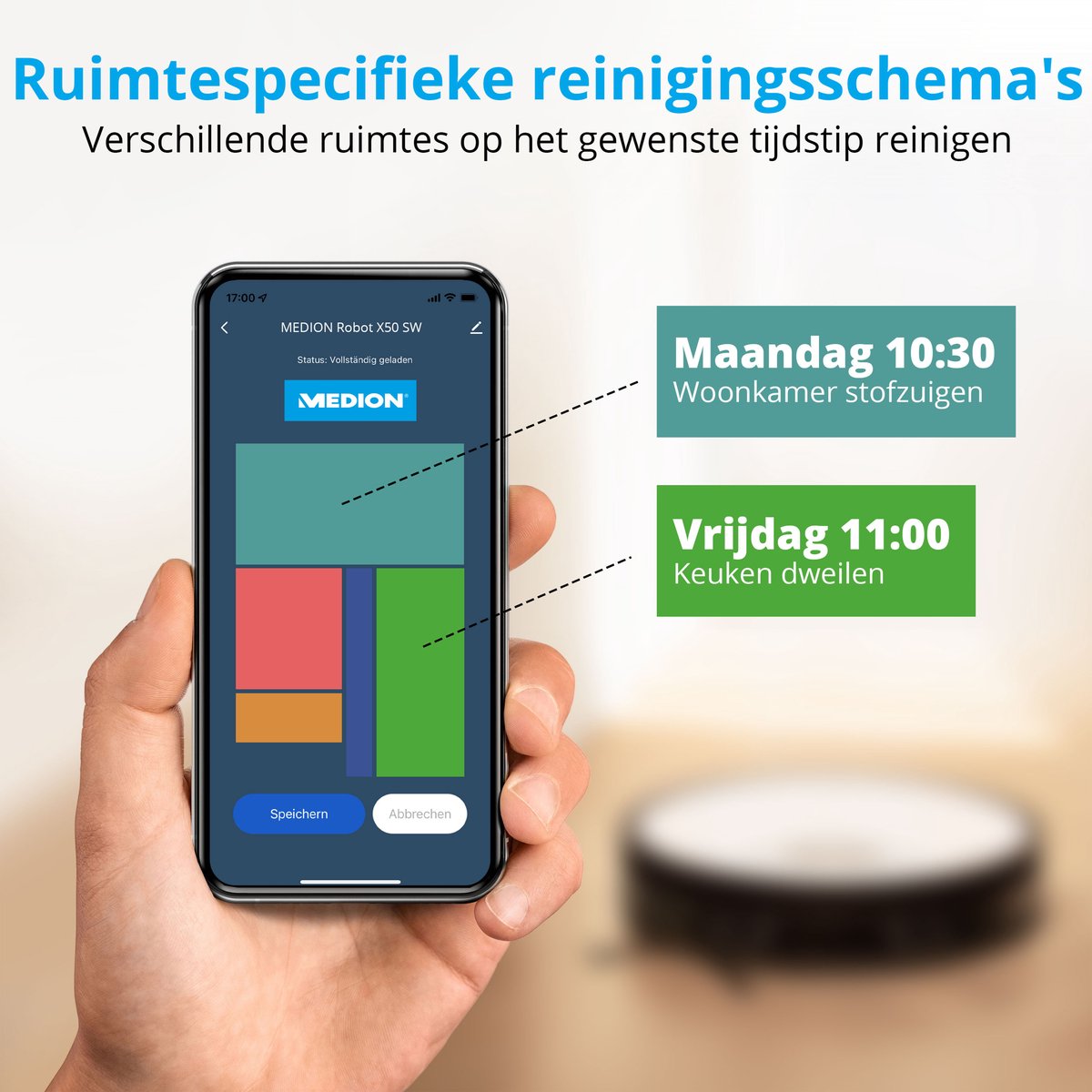 MEDION Robotstofzuiger X50 SW met zuigstation en veegfunctie