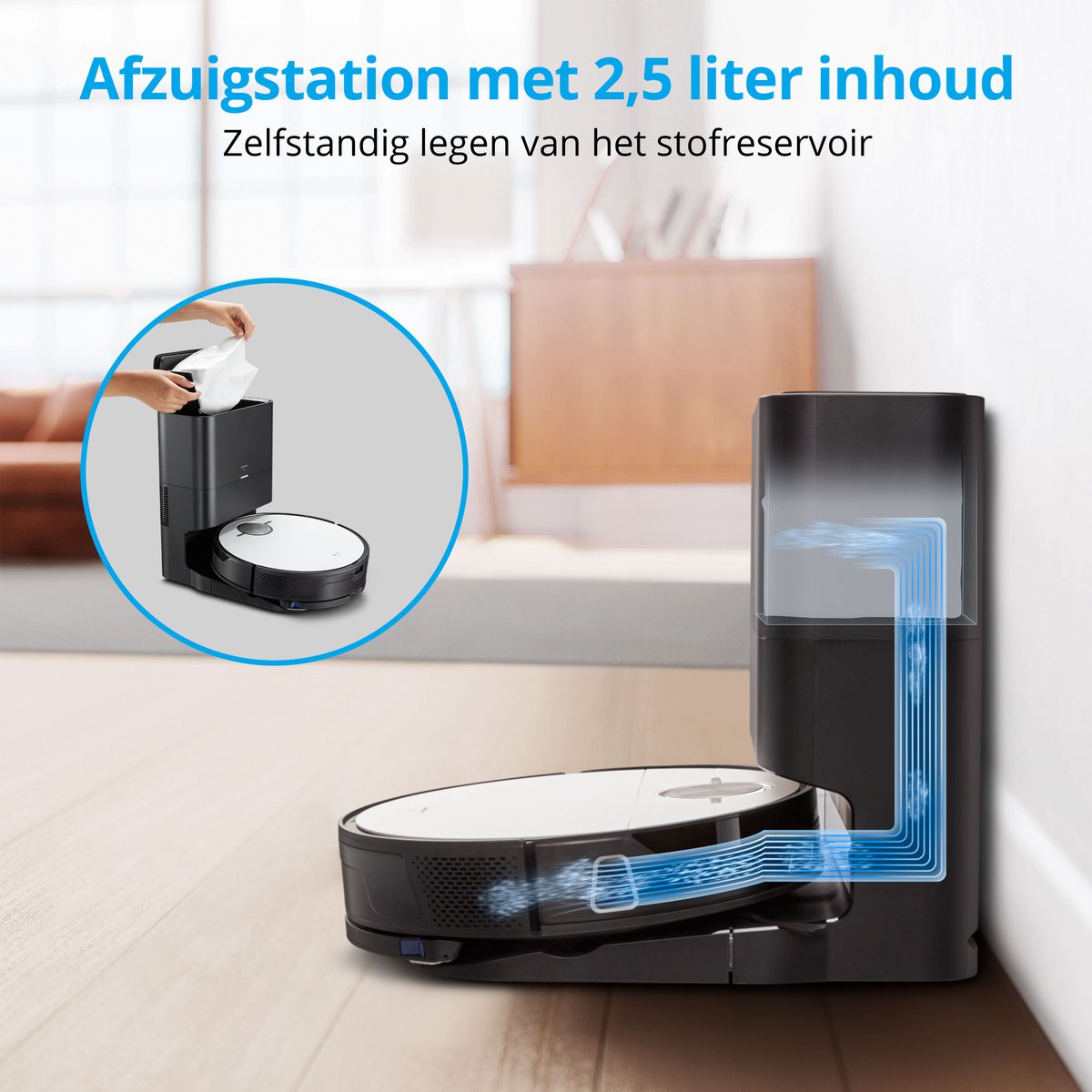 MEDION Robotstofzuiger X50 SW met zuigstation en veegfunctie