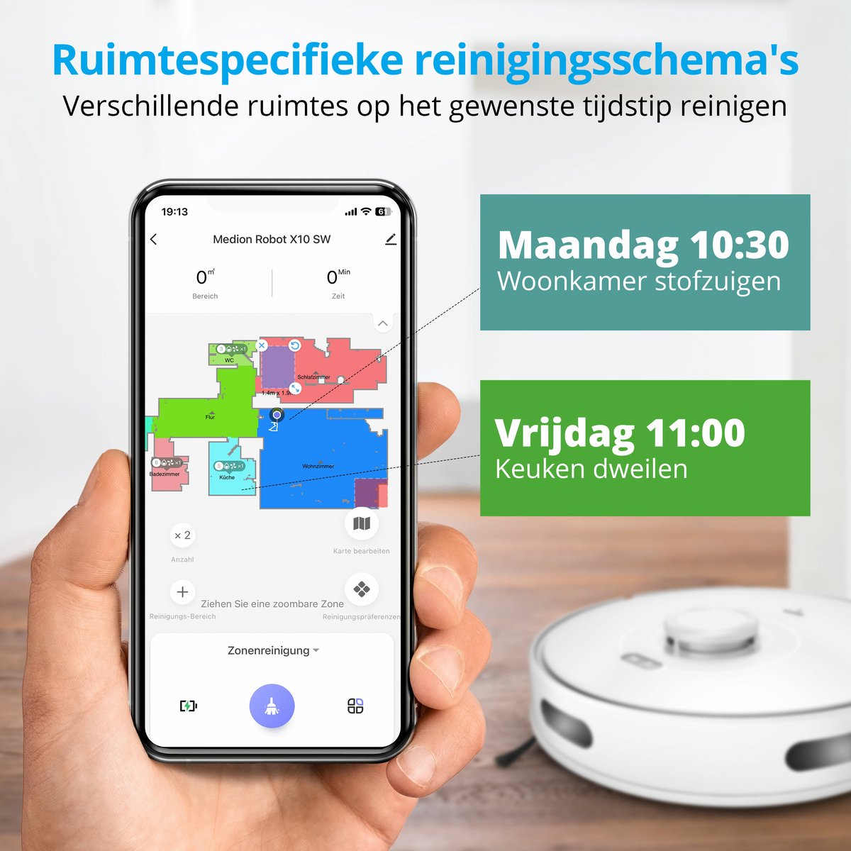 MEDION X10 SW Robotstofzuiger met Lasernavigatie