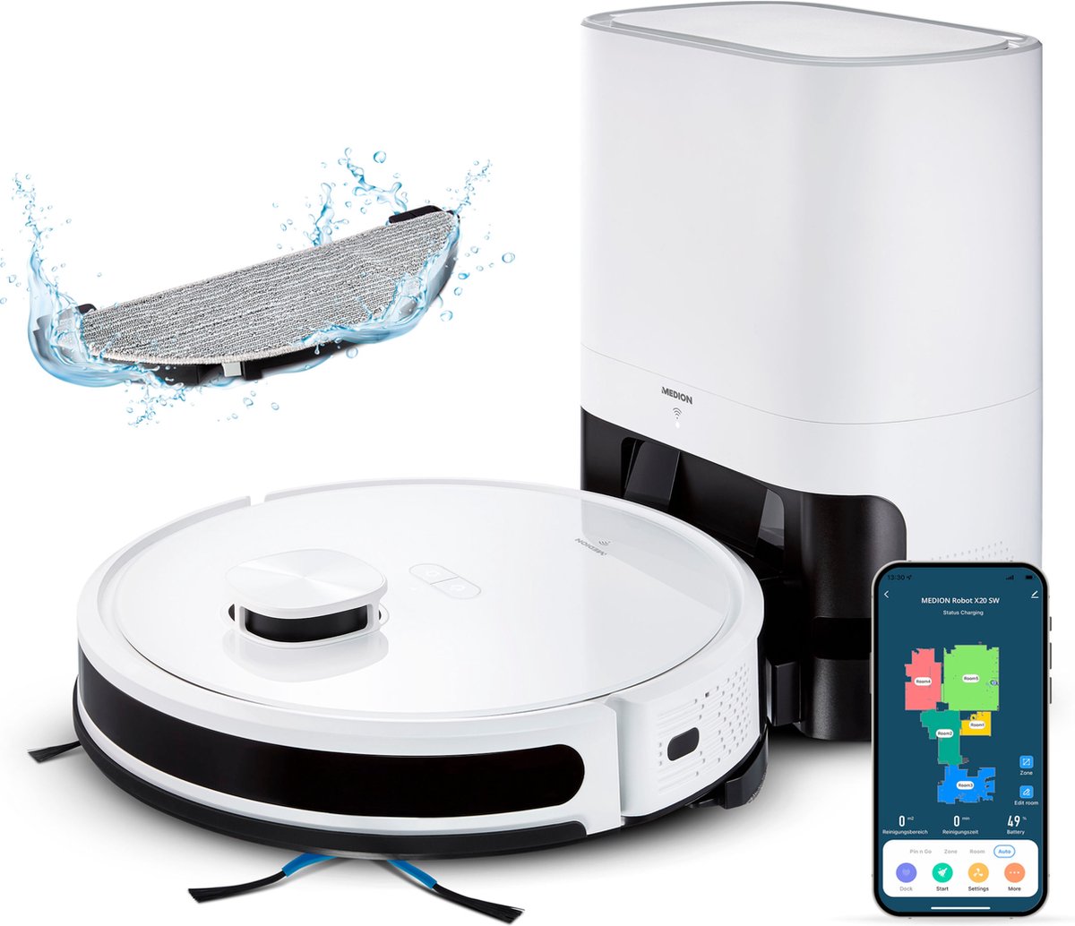 MEDION X20 SW+ robotstofzuiger met zuigstation en dweilfunctie