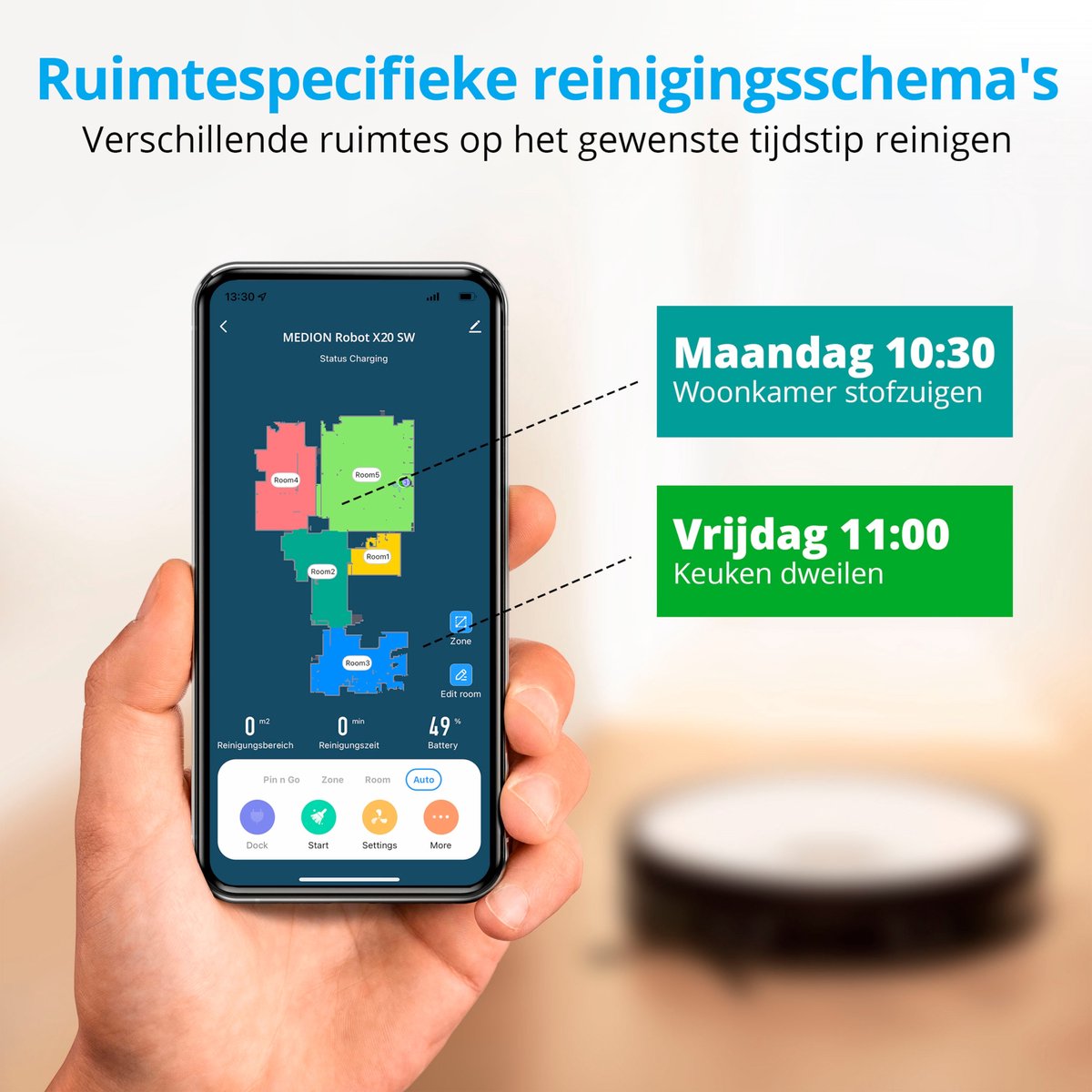 MEDION X20 SW+ robotstofzuiger met zuigstation en dweilfunctie
