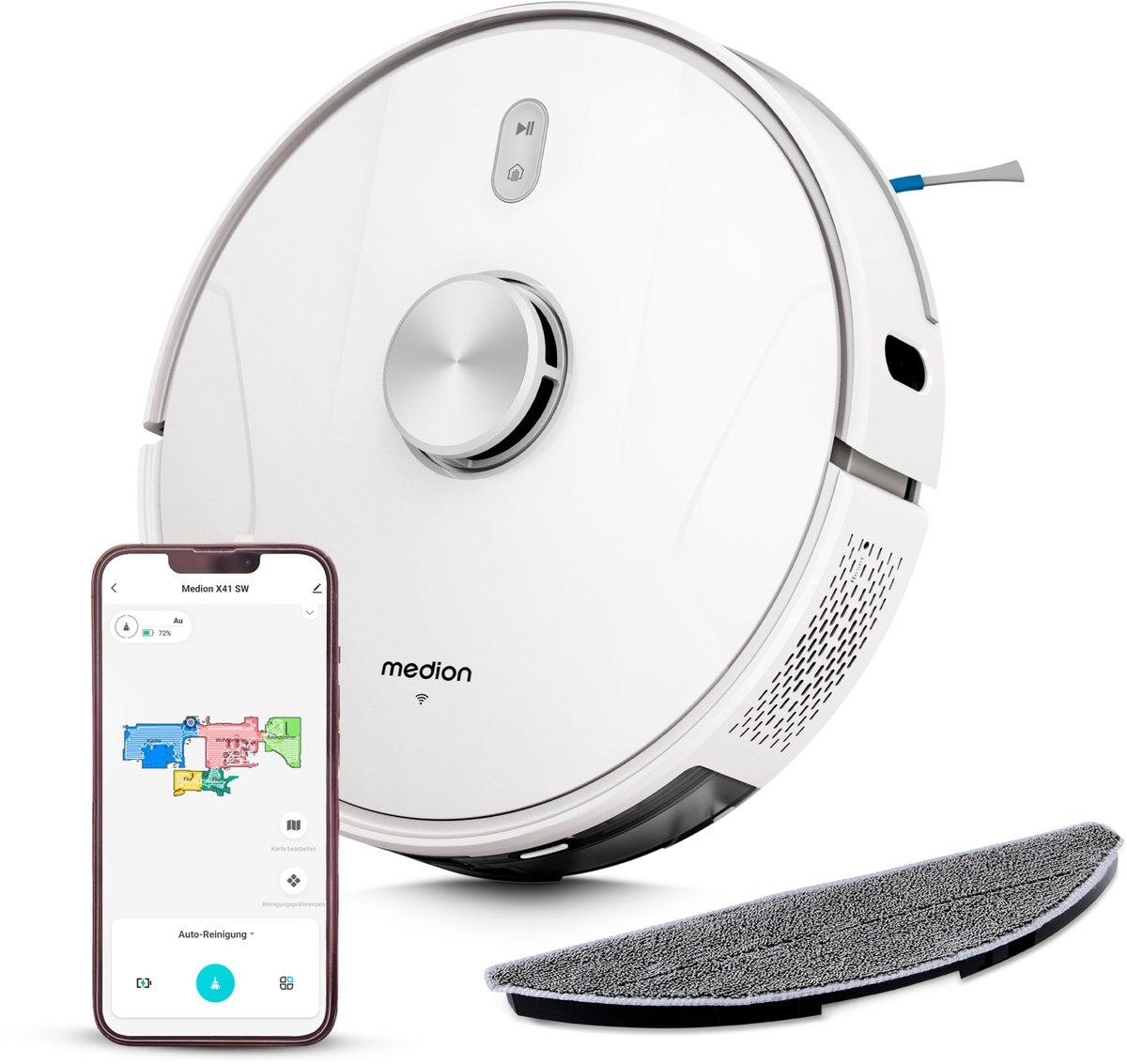 MEDION X41 SW robotstofzuiger met lasernavigatie en wisfunctie