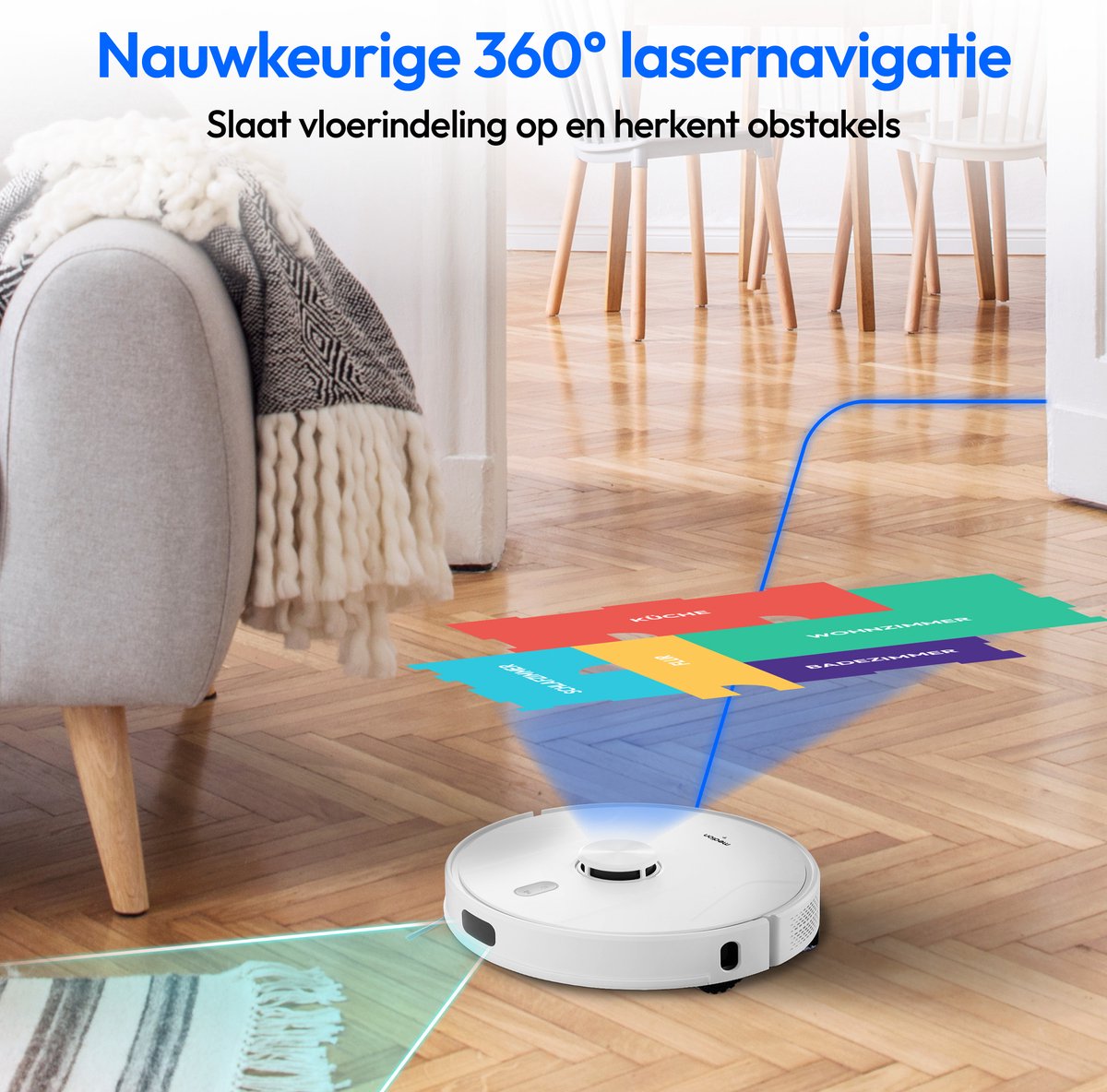 MEDION X41 SW robotstofzuiger met lasernavigatie en wisfunctie