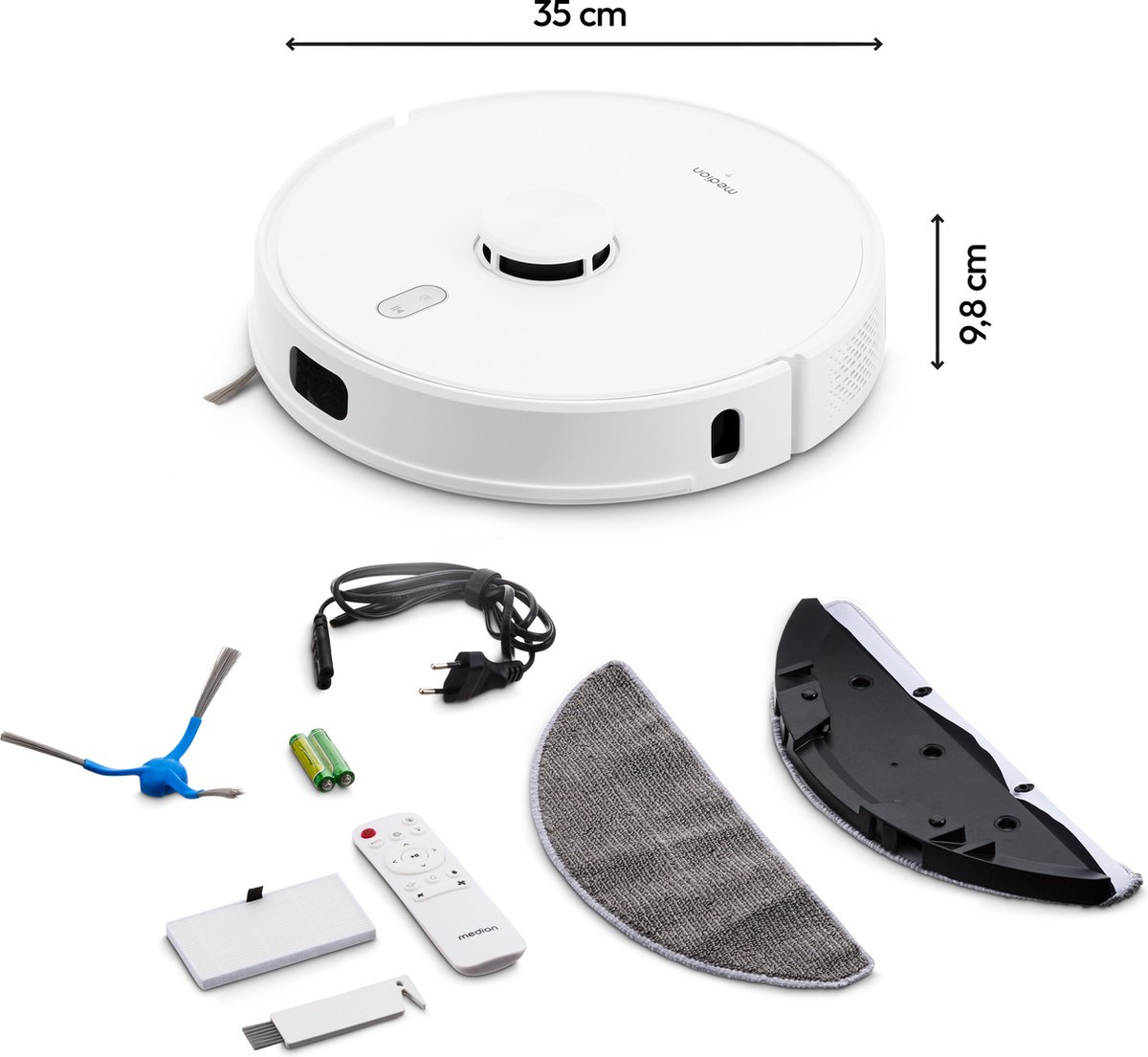 MEDION X41 SW robotstofzuiger met lasernavigatie en wisfunctie