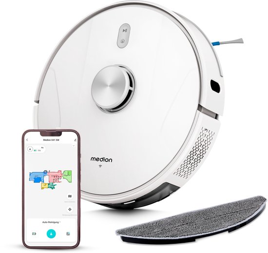 MEDION X41 SW robotstofzuiger met lasernavigatie en wisfunctie