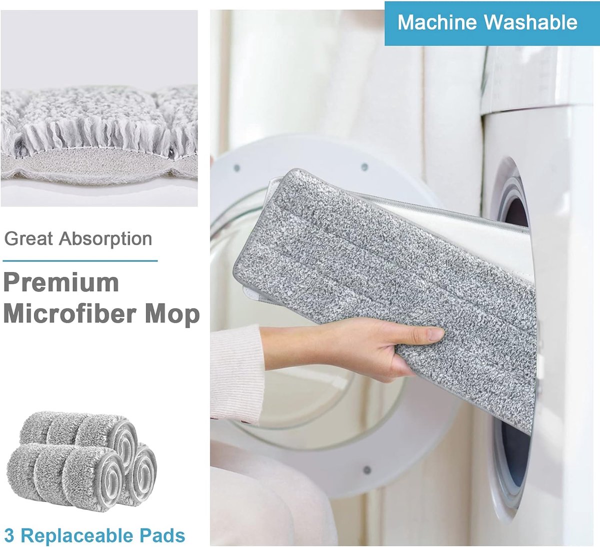 Microvezel Microvezel Dweilset Zelfwringend Met Wasbare Pads
