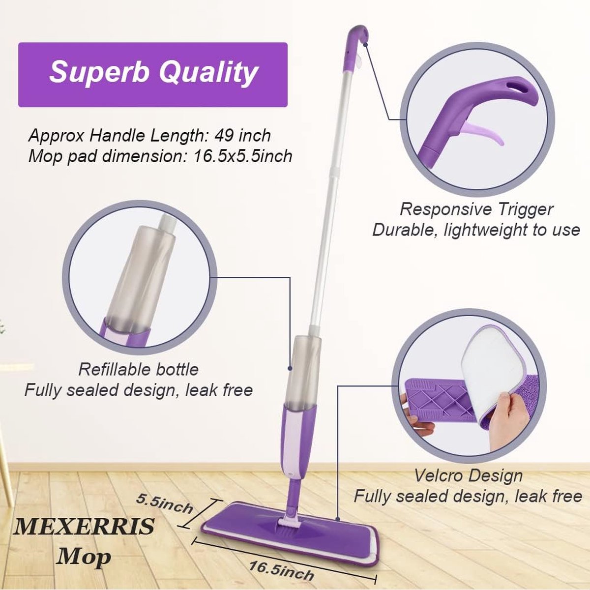 Microvezel Spray Mop 360° voor Laminaat en Tegels